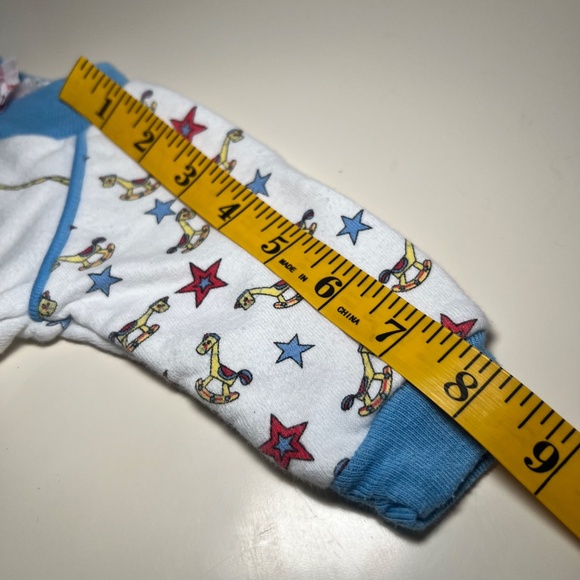 Vintage Ride Em' Cowboy Teddy Bear Sweater Lasso Rocking Horse Stars Baby Blue - Picture 8 of 9